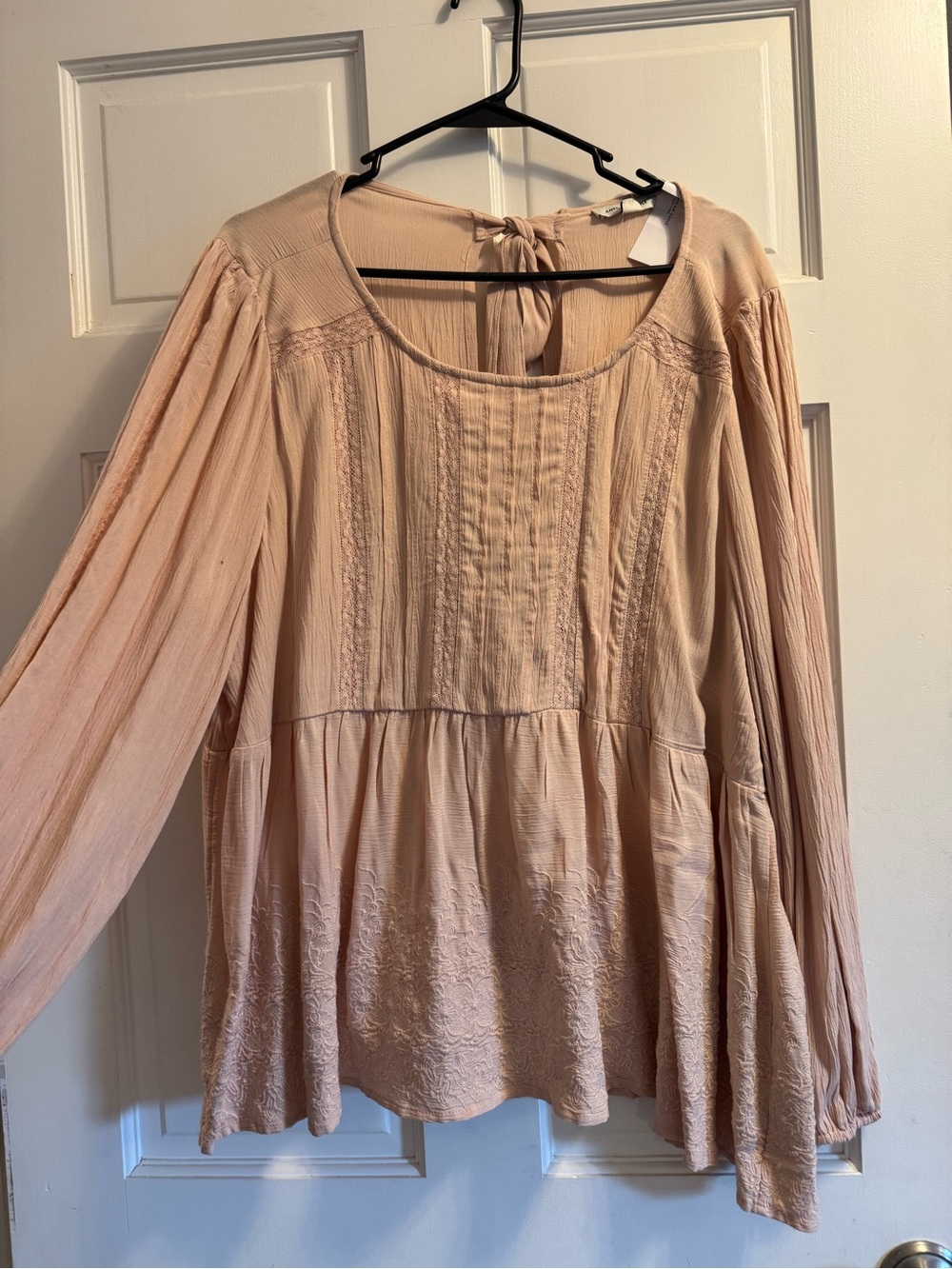 American Eagle Outfitters Blush Pink Peasant Top with Tie Back